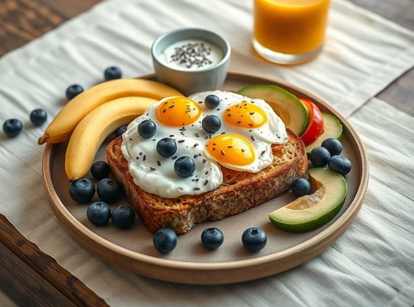 A vibrant breakfast table with a variety of healthy options