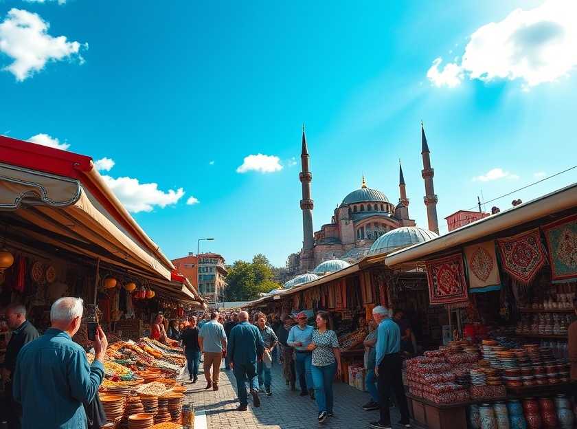 A vibrant market scene in Istanbul