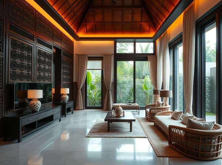 A cozy and inviting interior of a Thai villa