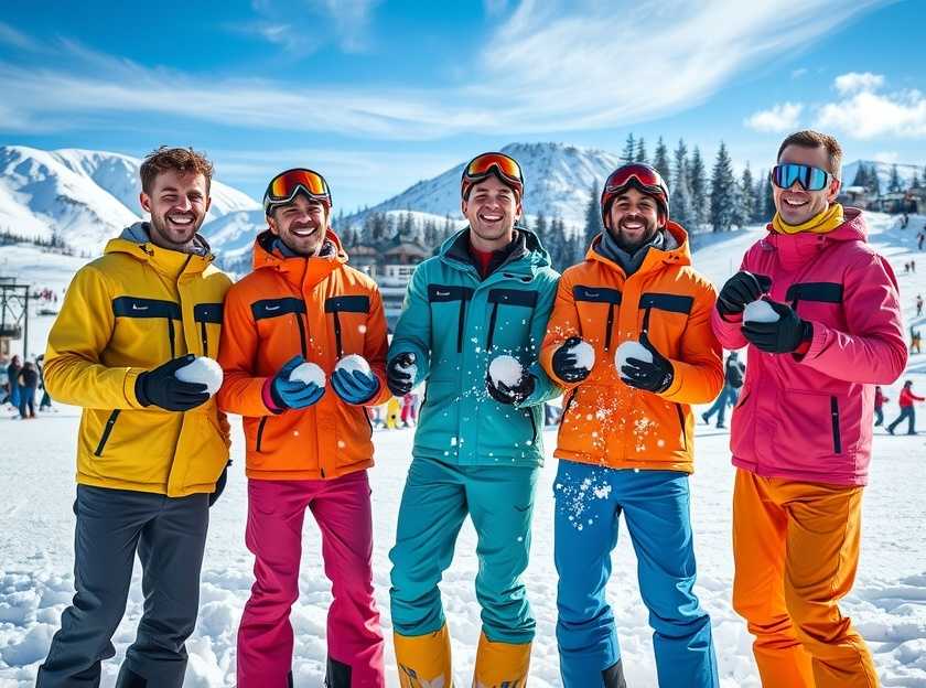 A group of skiers enjoying a sunny day on the slopes