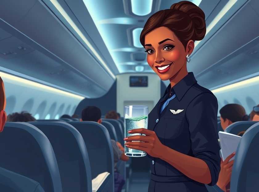 Flight Attendant Serving Drinks