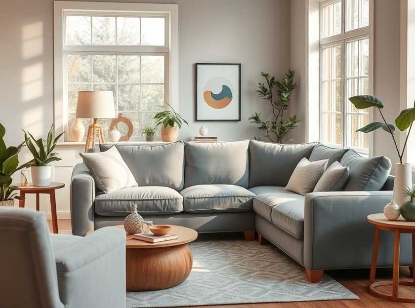 A beautifully designed living room featuring a West Elm sofa