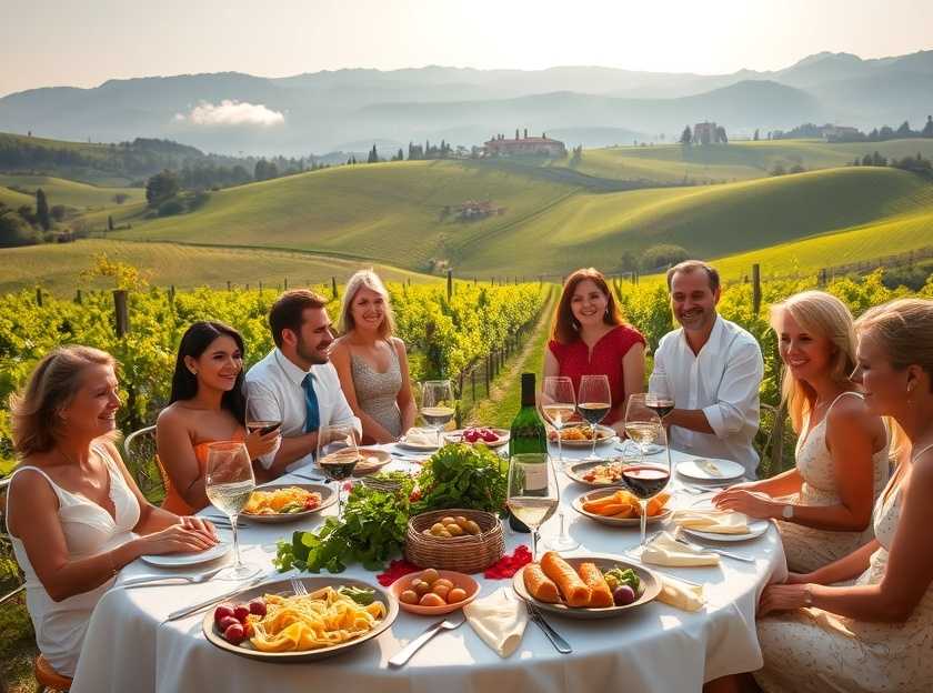 Tuscany landscape with vineyards