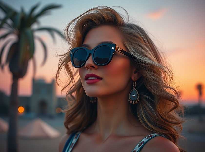 Trendy retro sunglasses on a stylish background