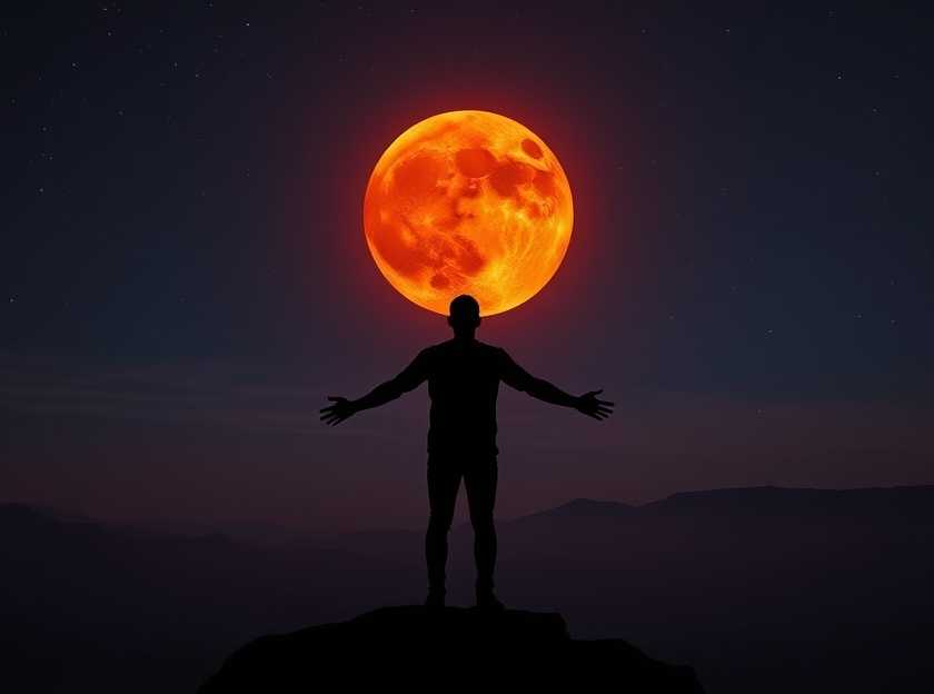 A visually striking image of a full moon during a lunar eclipse