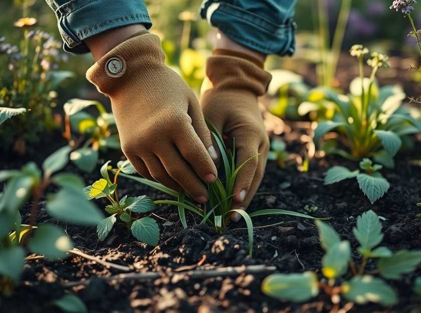 Freshly planted peas in a garden bed